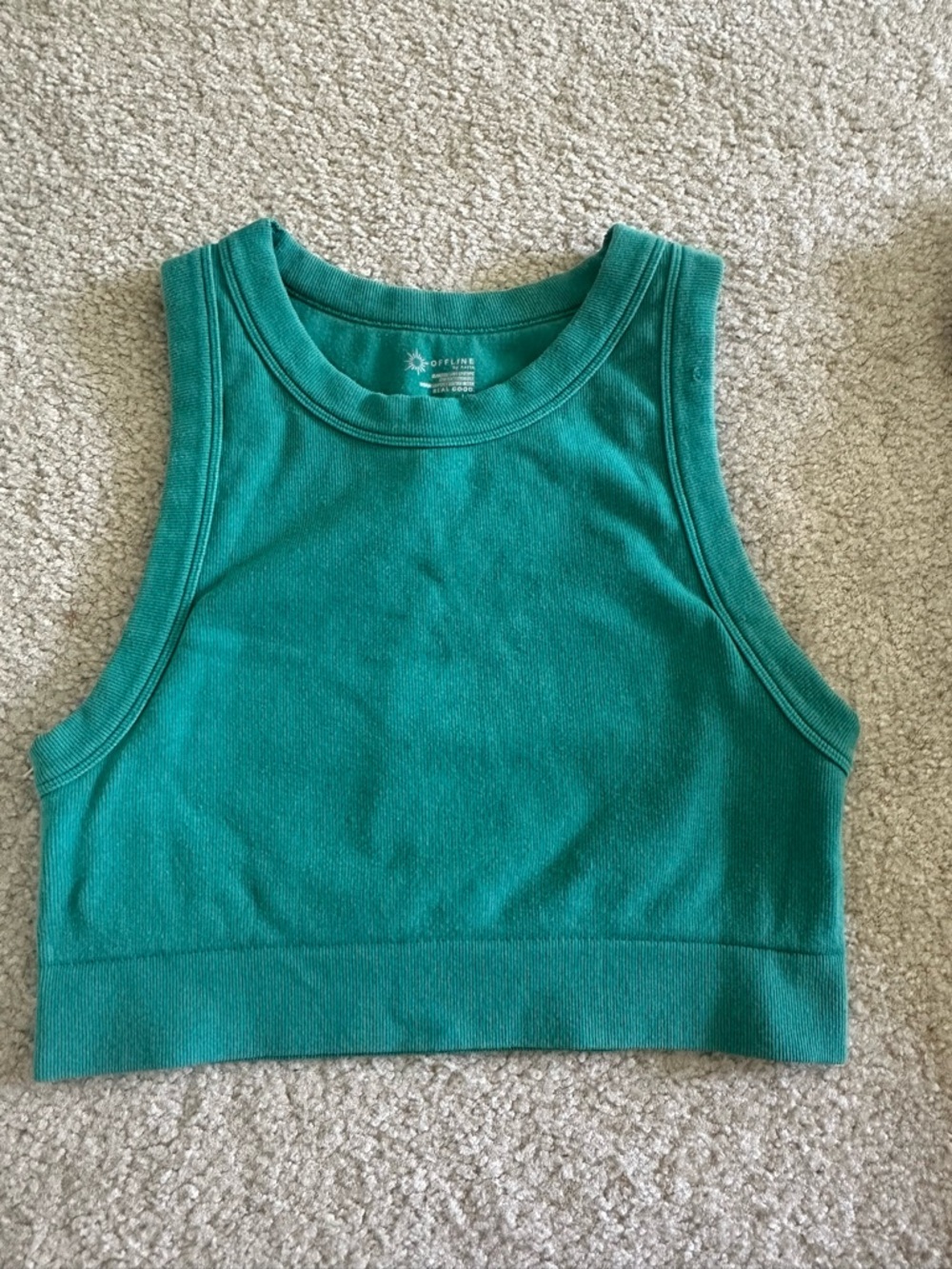 OFFLINE by Aerie Seamless Ribbed Cropped Tank / Sports Bra Top